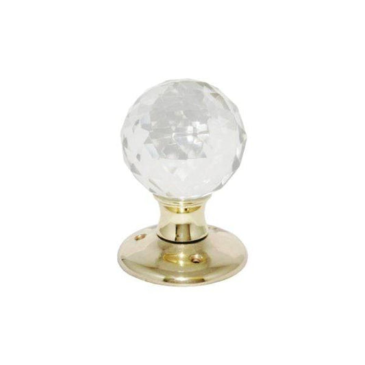Abbey Hardware Glass Ball Mortice Knobs - Polished Brass - Abbey Hardware
