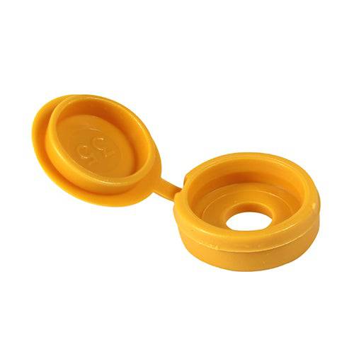 Abbey Hardware Yellow Hinged Cover Caps for 6 & 8 Gauge Screws (100 Pack) - Abbey Hardware