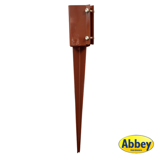 Abbey Hardware Fence Post Support 600mm Spikes 3" / 75mm Holders - Red - Abbey Hardware