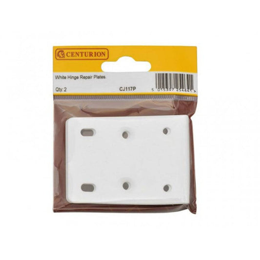 Centurion White Cabinet Hinge Repair Plates (Pair) - Abbey Hardware