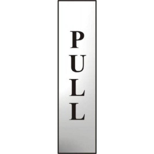 Spectrum PULL Vertical 200mm x 50mm Polished Chrome Self Adhesive - Abbey Hardware