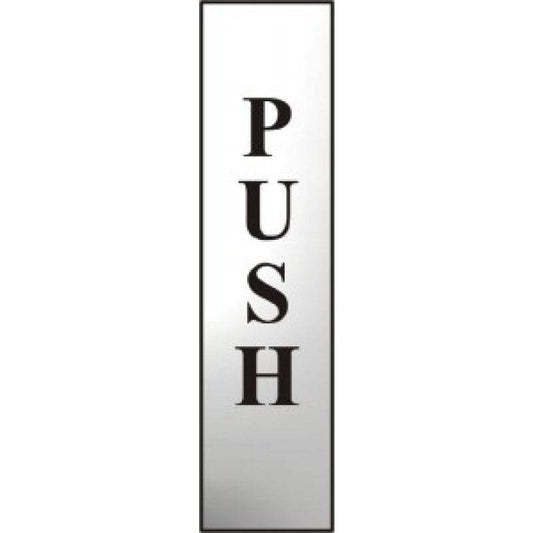 Spectrum PUSH Vertical 200mm x 50mm Polished Chrome Self Adhesive - Abbey Hardware