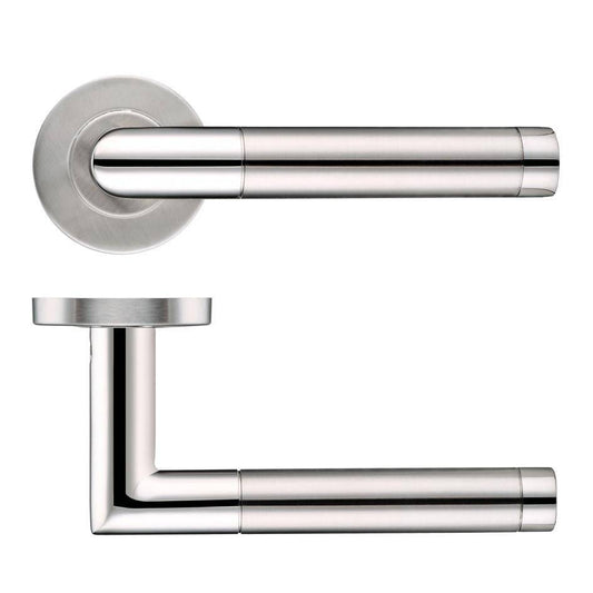 Zoo 19mm Mitred Dual Finish Lever - Push On Rose - 52mm Dia - Grade 201 - Abbey Hardware